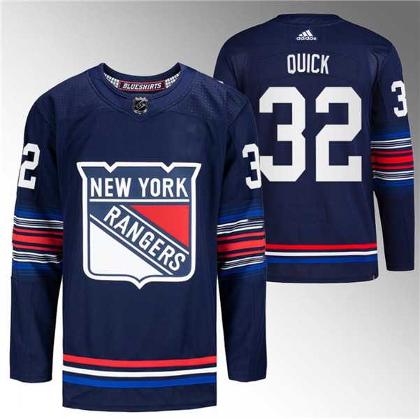 Men's New York Rangers #32 Jonathan Quick Navy Stitched Jersey Dzhi